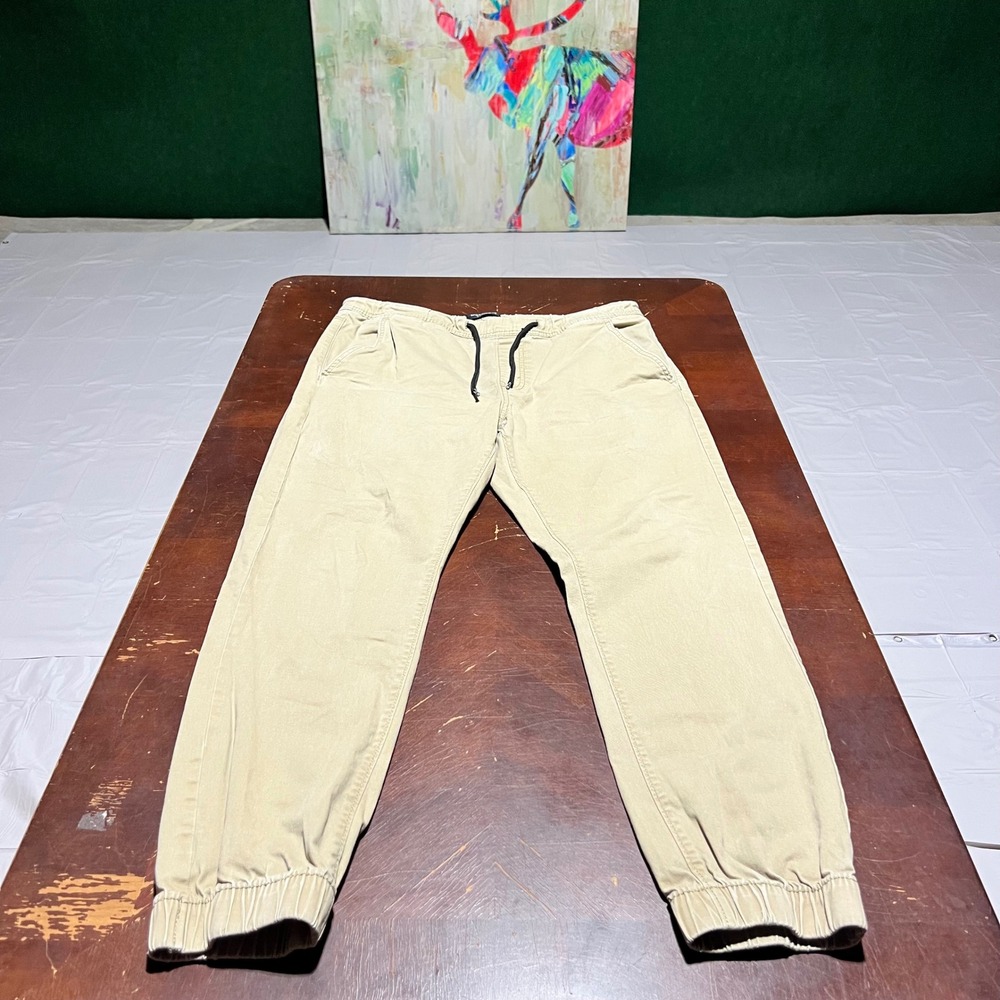 Denizen from Levis Mens Tan Twill Jogger Pants Khaki Tapered Drawstring L 74321